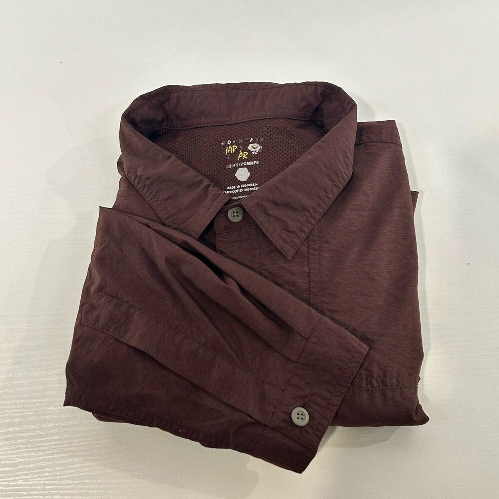 Mountain Hardwear Canyon Hiking Shirt Men XL Maroon Long‎ Sleeve Vented Outdoor